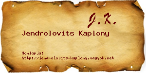 Jendrolovits Kaplony névjegykártya